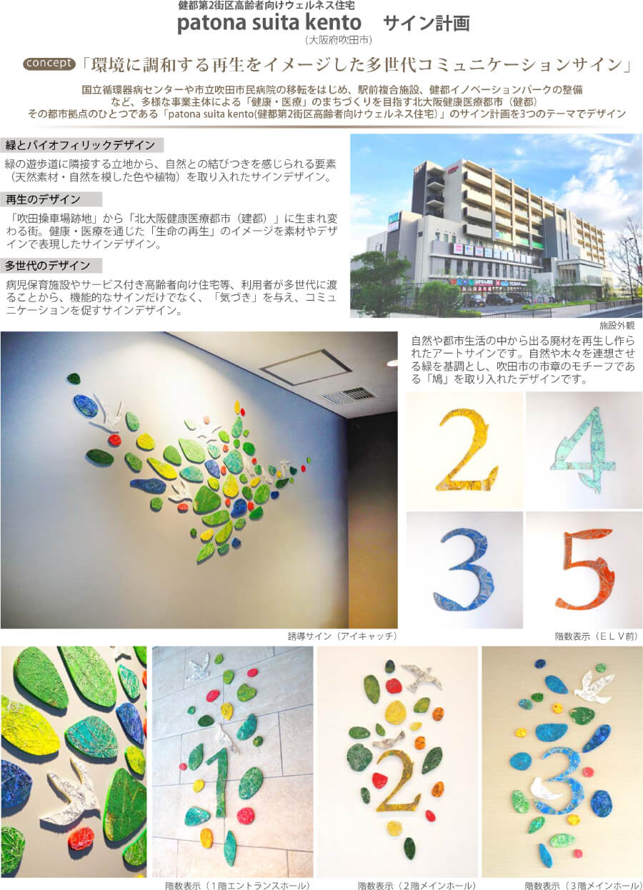 健都第2街区高齢者向けウェルネス住宅 patona suita kento サイン計画